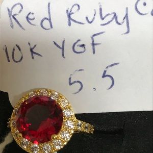 Red Ruby CZ 10k YGF